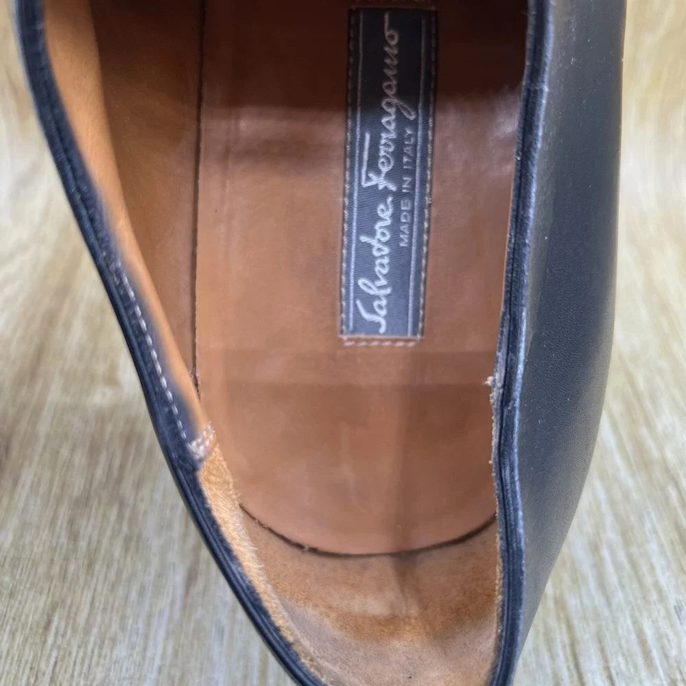 Salvatore Ferragamo Tramezza Derby Men's Size 11.5 EE Black Cap Medallion Shoes